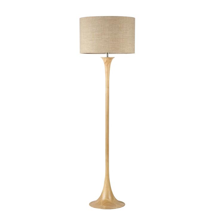 Jones Fabric Shade Classic Wood Grain Finish Standing Floor Light Lamp Oak