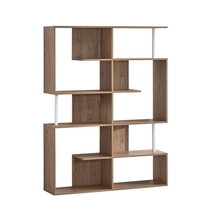 Amber Wooden 5-Tier Display Shelf Bookcase Storage Cabinet - Oak