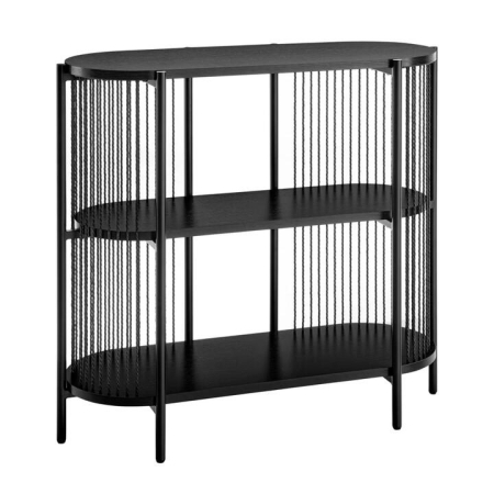 Design Square Connell Modern 3-Tier Low Bookcase Display Shelves Organiser Black