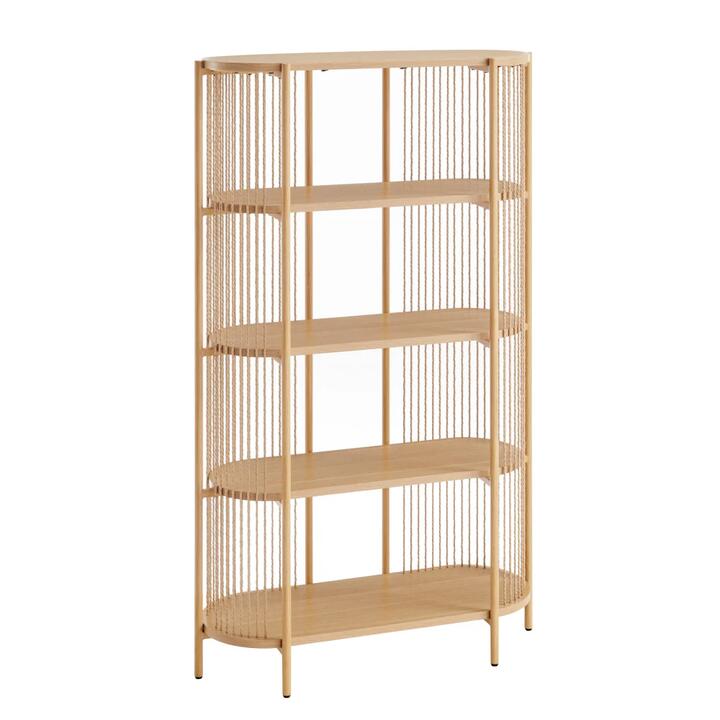 Design Square Connell Modern 5-Tier Bookcase Display Shelves Organiser Oak