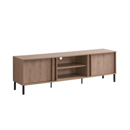 Design Square Gaea Lowline TV Stand Entertainment Unit W/ 2-Doors 2-Shelves Oak