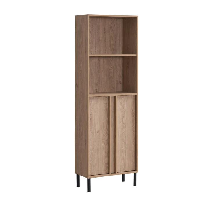 Design Square Gaea Tall Bookcase Display Shelves Cabinet 2-Doors 2-Shelves Oak