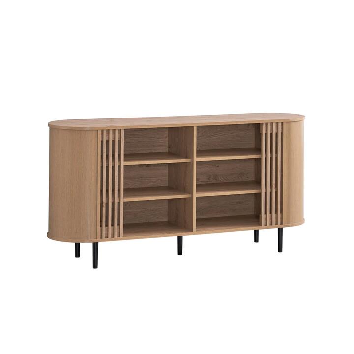 Design Square Kassy Sideboard Buffet Unit Storage W/ 2x3 Shelves Oak
