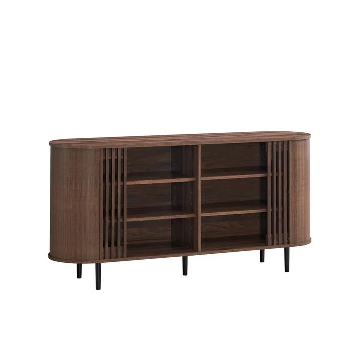 Design Square Kassy Sideboard Buffet Unit Storage W/ 2x3 Shelves Walnunt