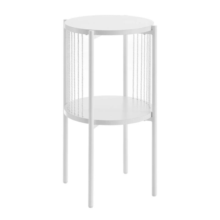 Design Square Connell Modern Round Wooden End Lamp Side Table - White