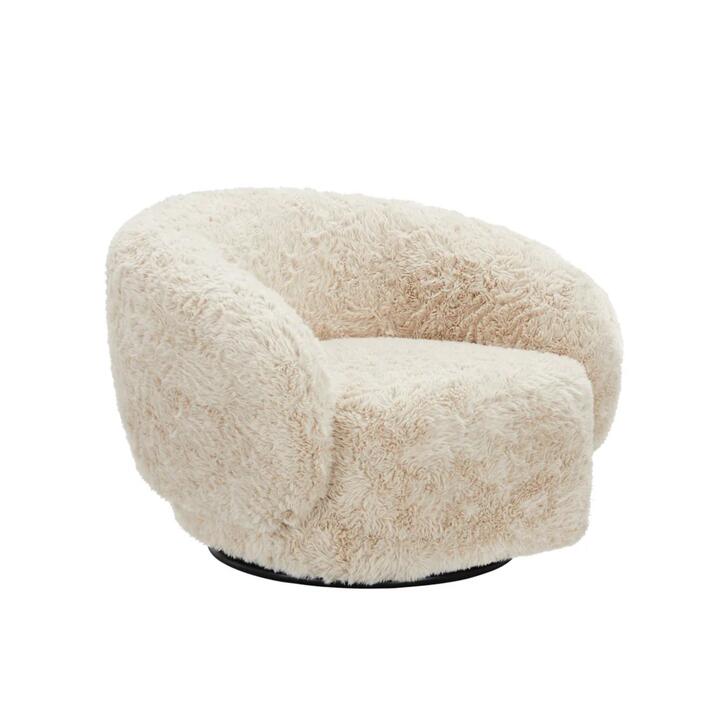 Maestro Furniture Sophus 1-Seater Faux Sheepskin Swivel Accent Relaxing Lounge Chair Sand