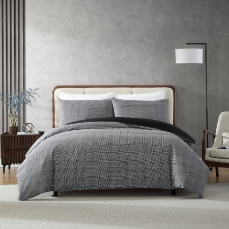 Kenneth Cole Houndstooth Plaid Quilt Cover Set-Queen