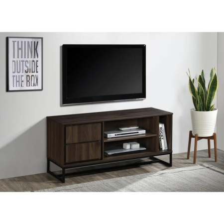 Cinzia Wooden Small TV Stand Entertainment Unit 120cm 3-Shelves Columbia Walnut/Black