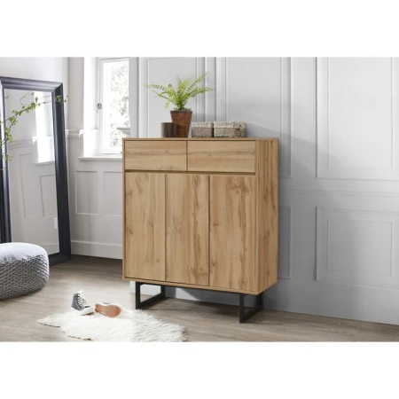 Logen Small Multi-Purpose Low Cupboard Sideboard Storage Cabinet Wotan Oak/Black