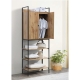 Nadine Wardrobe Garment Clothes Rack 3-Tier Shelves Organiser Wotan Oak/Black