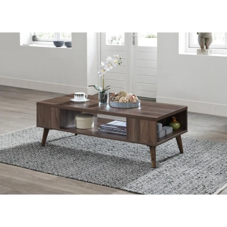 Osber Wooden Rectangular Open Shelves Tea Coffee Table Columbia Walnut