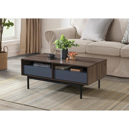 Dione Wooden Rectangular Open Shelves Tea Coffee Table Columbia/Dark Grey