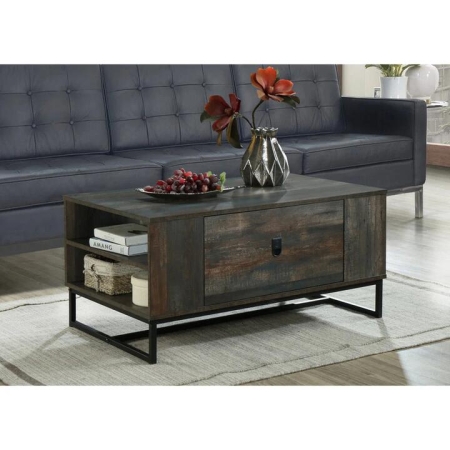 Aurelia Rectangular Industrial Rustic Tea Coffee Table Storage Shelving Black