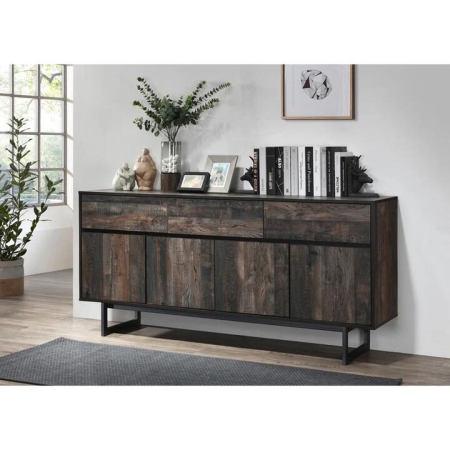 Aurelia Rustic Multi-Purpose Sideboard Buffet Unit Storage Cabinet Black