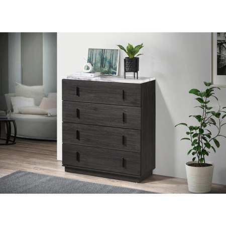 Davika Marble Look Chest Of 4-Drawers Tallboy Storage Cabinet Black/White