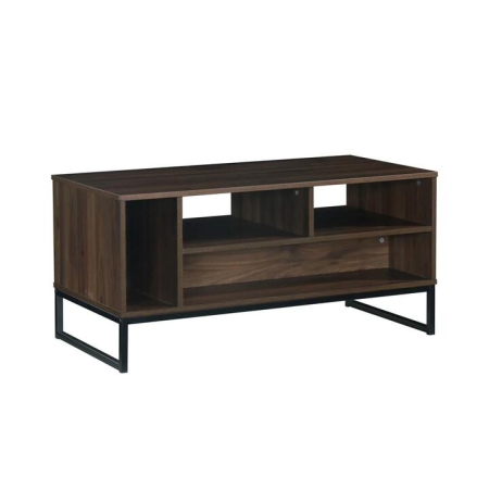 Cinzia Wooden Rectangular Tea Coffee Table Storage Shelves Columbia Walnut/Black