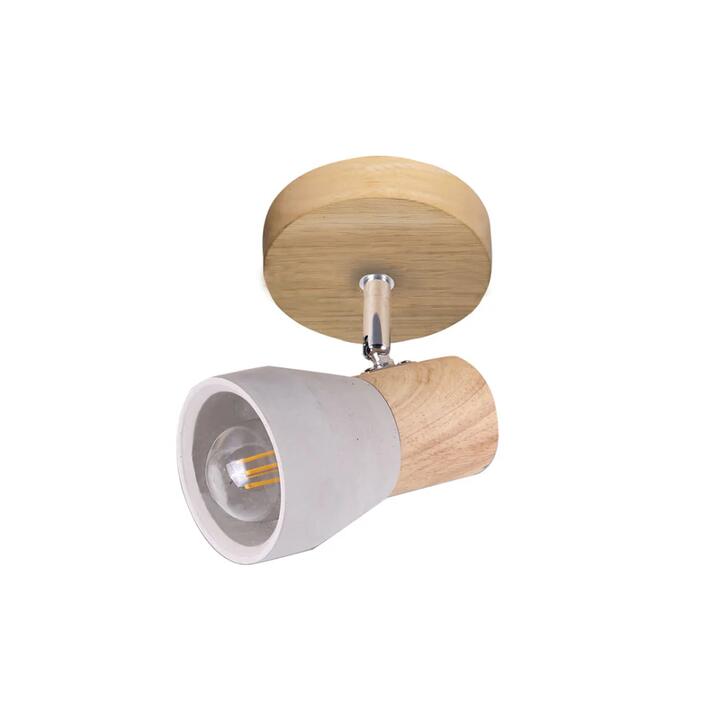 Kofi 1-Light Wooden Base Concerete Shade Ceiling Spot Light Lamp Cement Grey