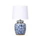 Maisha Floral Design Ceramic Base Fabric Shade Desk Table Lamp Blue/White