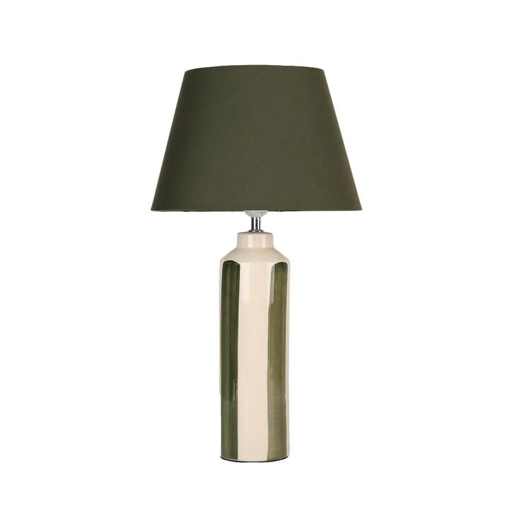 Jayde Round Ceramic Base Fabric Shade Desk Table Light Lamp Green