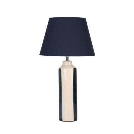 Jayde Round Ceramic Base Fabric Shade Desk Table Light Lamp Blue
