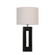 Kori Block Design Ceramic Base Fabric Shade Desk Table Light Lamp Black/Linen