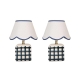Set Of 2 Amos Ceramic Base Fabric Shade Table Light Lamp  Blue