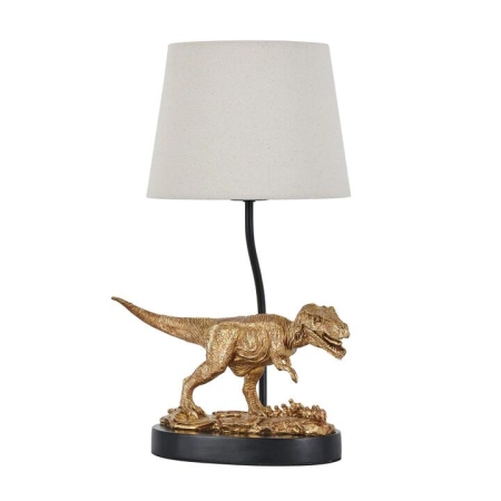 T-Rex Triumph Shape Desk Table Light Lamp Fabric Shade Gold