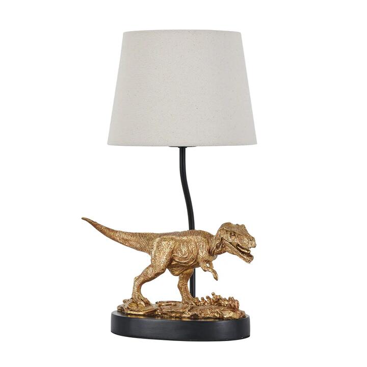 T-Rex Triumph Shape Desk Table Light Lamp Fabric Shade Gold