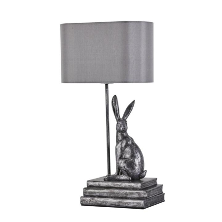 Rabbit Regal Shape Fabric Shade Desk Table Light Lamp Silver