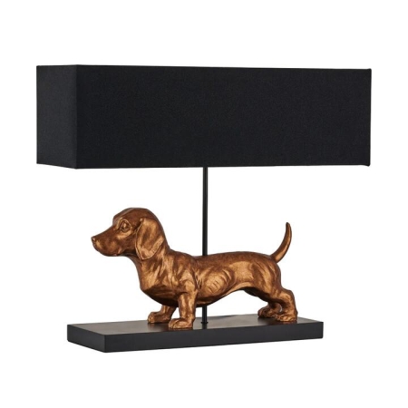 Dachshund Elegance Fabric Shade Desk Table Light Lamp Black/Gold