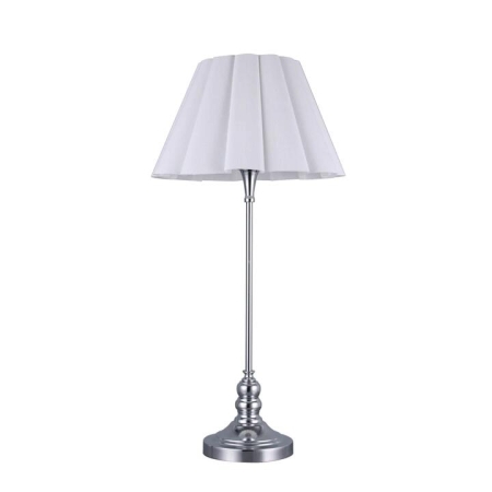 Loca Vintage Metal Base Fabric Shade Desk Table Light Lamp Chrome/White