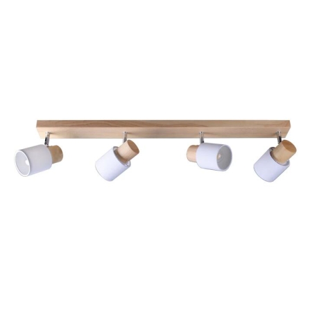 Terra 4-Light Wooden Base Ceiling Spot Light Lamp White/Natural