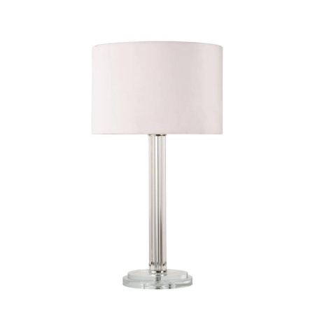 Rome Glass Base Fabric Shade Desk Table Light Lamp Clear/White