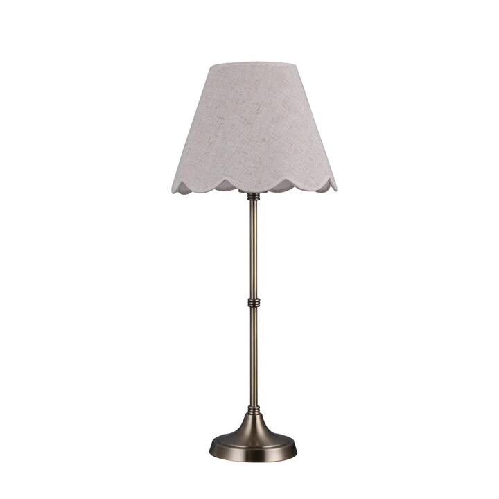 Pilon Classic Fabric Shade Desk Table Light Lamp Linen/Antique Brass