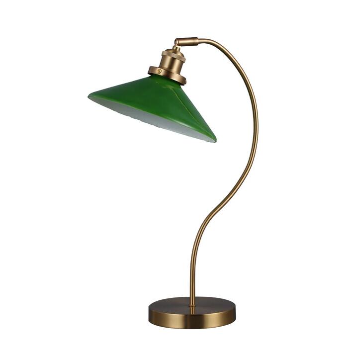 Famelis Vintage Mid Cenruty Glass Desk Table Light Lamp Green/Brass