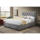 Naomi Fabric Bed Frame Button Tufted 4-Drawers Storage Queen Size Latte