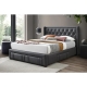 Kozen Fabric Queen Size Bed Frame Button Tufted 4-Drawers Storage Dark Grey