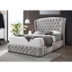 Calista Luxury Fabric Queen Size Bed Frame Button Tufted 4-Drawers Storage Champagne