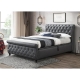 Ozias Luxury PU Leather Button Tufted Gast Lift Bed Frame Queen Size Dark Grey