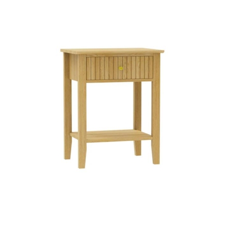 Maestro Furniture Skyler Modern Fluted Open Shelf Side End Lamp Table 1-Drawer Natural