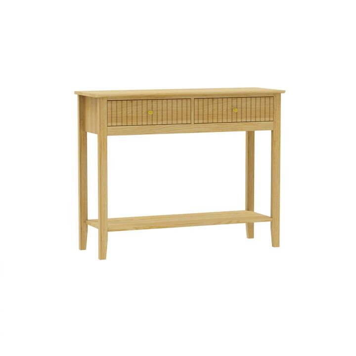 Maestro Furniture Skyler Modern Fluted 1-Drawer Hallway Console Table Natural
