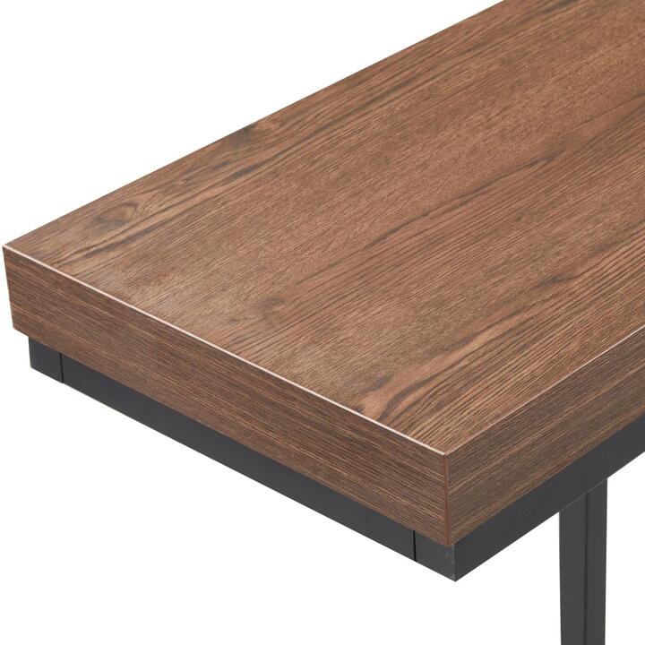 Design Square Modern End Lamp Side Table Metal Frame Walnut