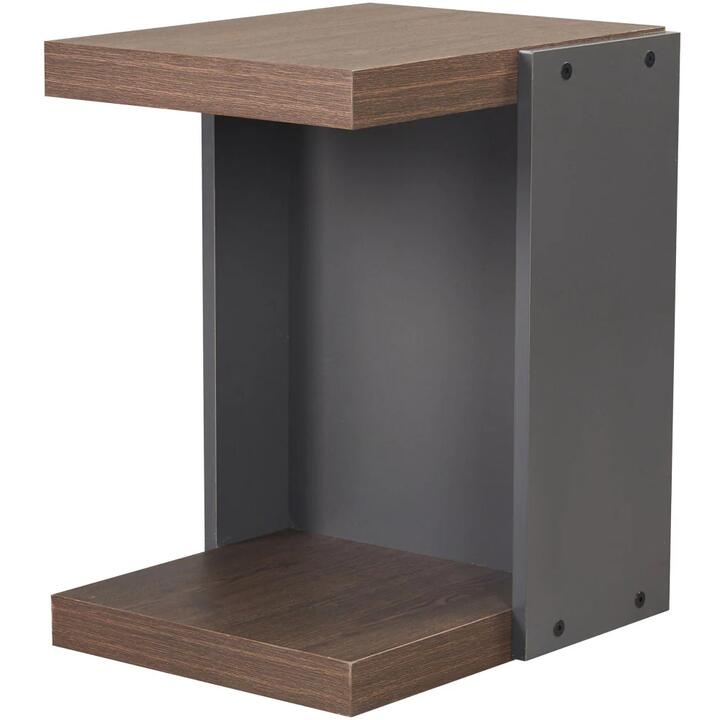Design Square Wooden Modern End Lamp Side Table Black Oak