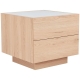 Design Square Tempered Glass Top 2-Drawers Nightstand Bedside Table Natural Oak