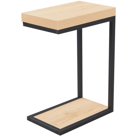 Design Square Modern End Lamp Side Table Metal Frame Natural Oak