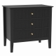 Issey Modern Fluted Wide 3-Drawers Nightstand Bedside Table Black