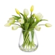 Glamorous Fusion Tulip 34cm White Artificial Plant Flower Arrangement Decorative In Glass