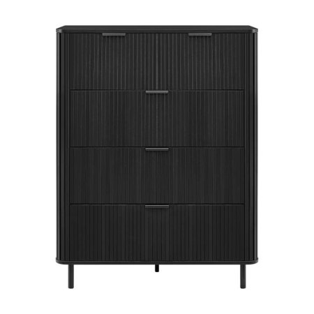 Design Square Galene Tallboy Chest Of 5-Drawers Storage Cabinet Slat Black