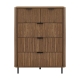 Design Square Galene Tallboy Chest Of 5-Drawers Storage Cabinet Slat Walnut