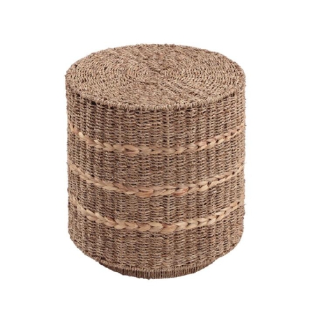 Design Square Aviva Woven Round Top Side End Lamp Table Natural